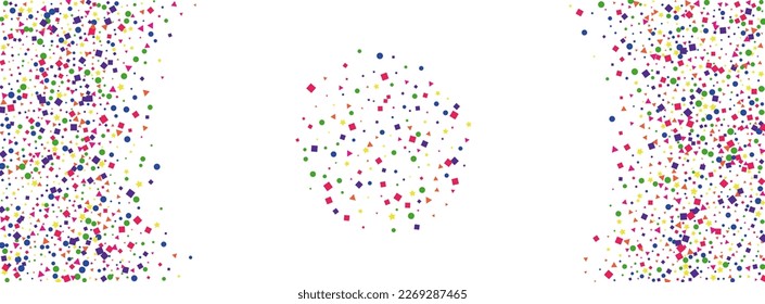 Bright Round Background White Vector. Confetti Summer Card. Colorful Holiday. Multicolored Element Prize. Circle Celebrate Texture.