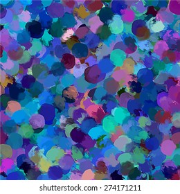 Bright round blue brush strokes background. Vector version