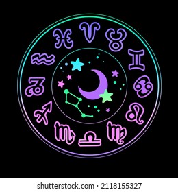 bright round calendar of zodiac signs