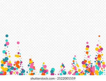Bright Round Celebration Vector Transparent Background. Independence Dust Invitation. Invitation Polka Illustration. Rainbow Dot Carnaval Banner.
