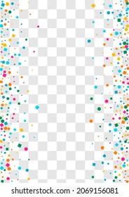 Bright Round Decoration Vector Transparent Background. Effect Splash Pattern. Invitation Confetti Design. Rainbow Polka Independence Card.