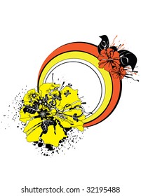 Bright Round Floral Frame