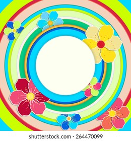 Bright round frame with flowers.