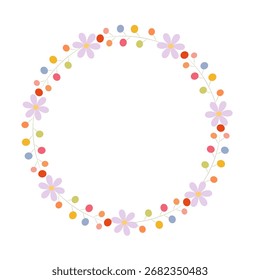 Ein heller runder Rahmen mit Blumen. Hochzeitseinladung, handgezeichnet.