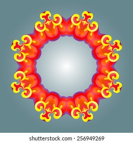 Bright round frame in the form of colorful ornament.