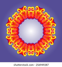 Bright round frame in the form of colorful ornament.
