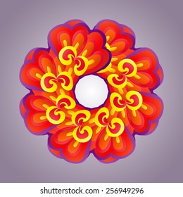 Bright round frame in the form of colorful ornament.