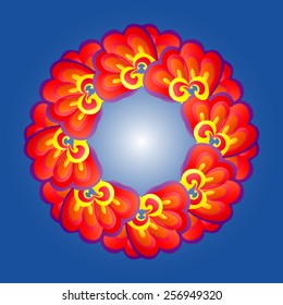 Bright round frame in the form of colorful ornament.