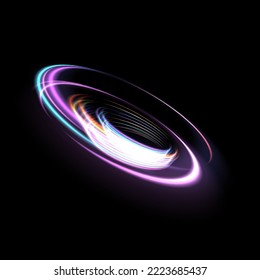 Bright round lines singularity. Swirl effect. Circular movement of light energy. For design and advertising marketing. Vector