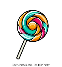 Bright round lollipop. flat vector illustration on white background. sweets icon