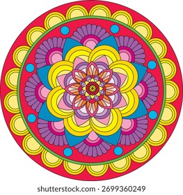 Vector Abstractas brillante redondo del patrón de la flor del fondo del mandala