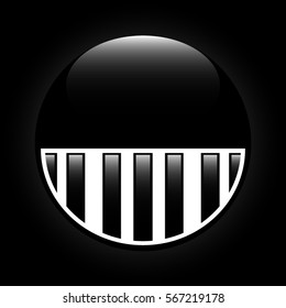 Bright round piano logo isolated on a black background.