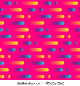 Bright rounded line abstract seamless pattern. Gradient multicolored stripes and circles background. Vector illustration
