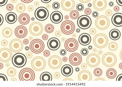 Bright rounded tracery in funny style. Multicolored circles shape decorative elements for banner, cover, card. Seamless pattern with trendy vibes modern art. Vibrant rings wallpaper.