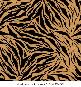 Bright Safari pattern background, tiger animal skin print, vector seamless design. African safari leopard animal fur pattern with black spots background, modern decoration