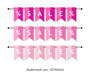 Bright Sale banner as bunting flags in flat style