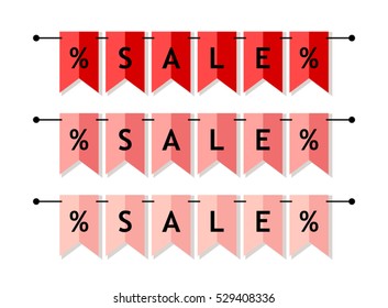 Bright Sale banner as bunting flags in flat style