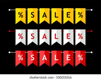 Bright Sale banner as bunting flags in flat style