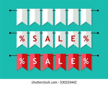Bright Sale banner as bunting flags in flat style