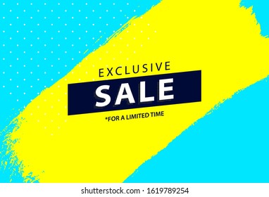 Bright sale banner design. Creative style with brush stroke illustration. ideal for ad, promotion, social media, marketing, blog, shop, print.