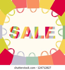 Bright Sale Poster With Bags, Isolated On White Background, With Gradient Mesh, Vector Illustration