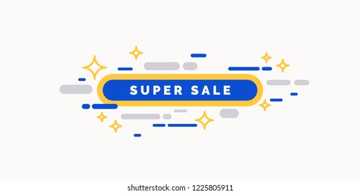 Bright sale poster with geometric shapes. Vector illustration minimal flat style