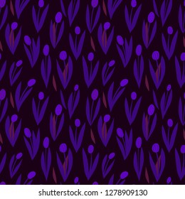 bright saturated botanical pattern with flowers - tulips. seamless vector ornament for design backgrounds, wallpapers, fabric prints and prints