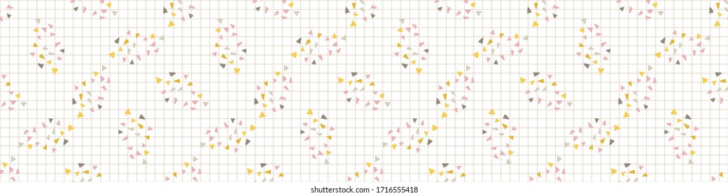 Bright scandi confetti seamless vector border pattern. 