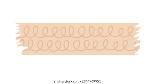 Bright scandi vector border washi tape pattern with spiral. Stylized scrapbook scotch tape cute kids doodle banner. Scandinavian playful style deco ribbon trim. Decorative modern elements.