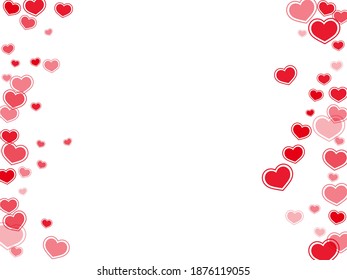Bright scattered hearts flying vector illustration. Elegant invitation card backdrop. Ruby red hearts love emotion symbols isolated on transparent background. Romantic event sweet decor.