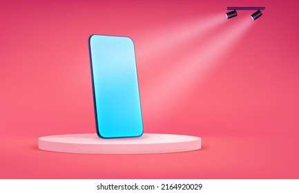Bright scene with modern smartphone mockup