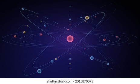 Sistema solar esquemático brillante con planetas multicolores