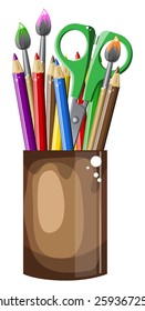 bright school clipart pencils and scissors in a jar vector