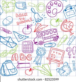 bright school seamless pattern with colorful elements