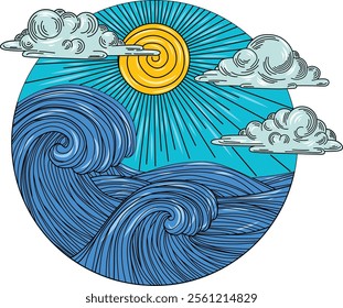 Bright sea atmosphere in a circle