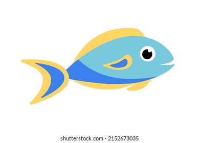 Bright sea fish character. Flat, cartoon, vector