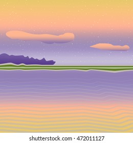 Bright sea landscape. Nice background simple art