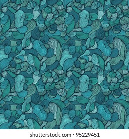 Bright seamless abstract hand-drawn pattern, waves background. Can be used for wallpaper, pattern fills, web page, surface textures. Endless skin for gadgets desktop. Modern psychedelic design.