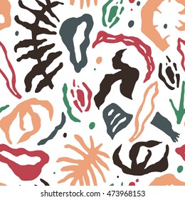Bright seamless abstract pattern of the fantastic plants elements