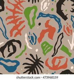 Bright seamless abstract pattern of the fantastic plants elements