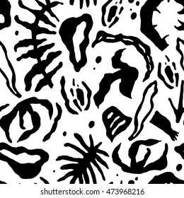 Bright seamless abstract pattern of the fantastic plants elements