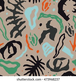Bright seamless abstract pattern of the fantastic plants elements