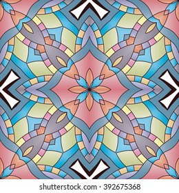Bright seamless abstract pattern, mandala. Vector design template for art.