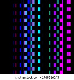 Bright seamless abstract pattern in retro style. Vintage video games, audio equipment and televisions. Grunge background. Modern art. Video and broadcast error. Stock vector illustration.