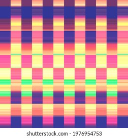 Bright seamless abstract pattern in retro style. Vintage video games, audio equipment and televisions. Grunge background. Modern art. Video and broadcast error. Stock vector illustration.