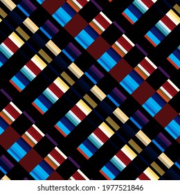 Bright seamless abstract pattern in retro style. Vintage video games, audio equipment and televisions. Grunge background. Modern art. Video and broadcast error. Stock vector illustration.