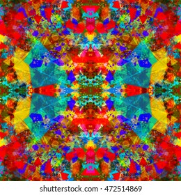 Bright seamless artistic pattern of triangles. Mottled ethnic background for fabric, print, wrapping, tile. 