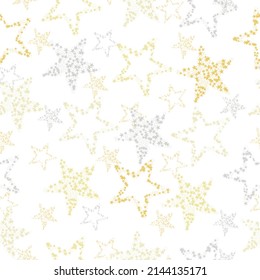 Bright seamless background with colorful stars Seamless pattern on a white background with stars of different sizes and colors.