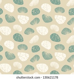 Bright seamless background with decorative stones and shells. Can be used for arts, crafts, textile, wallpapers, web pages, packaging