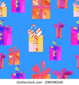 Bright seamless background with gifts